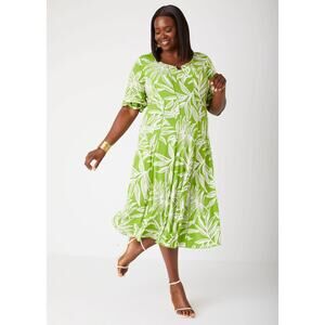Ashley Stewart Green and White Ruffled Wrap Sundress *NWT*